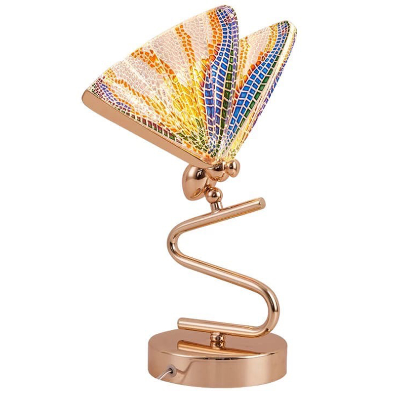 Ночник с Бабочкой Butterfly Colored glass Table Lamp J Мульти Глянцевое золото в Саратове | Loft Concept 
