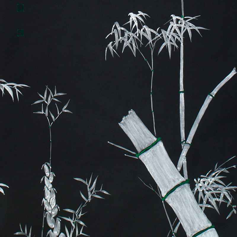 Обои ручная роспись Bamboo Argent on Pitch dyed silk  в Саратове | Loft Concept 