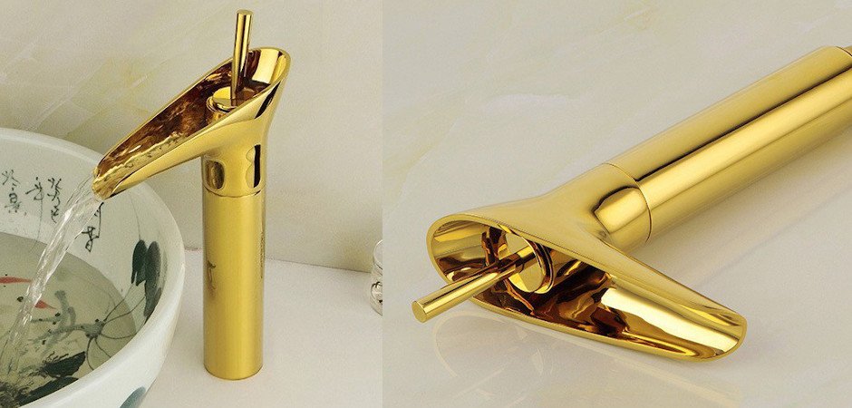 Смеситель для умывальника Золотой Gold toggle Смеситель для умывальника Золотой Gold toggle - Loft-Concept в Саратове