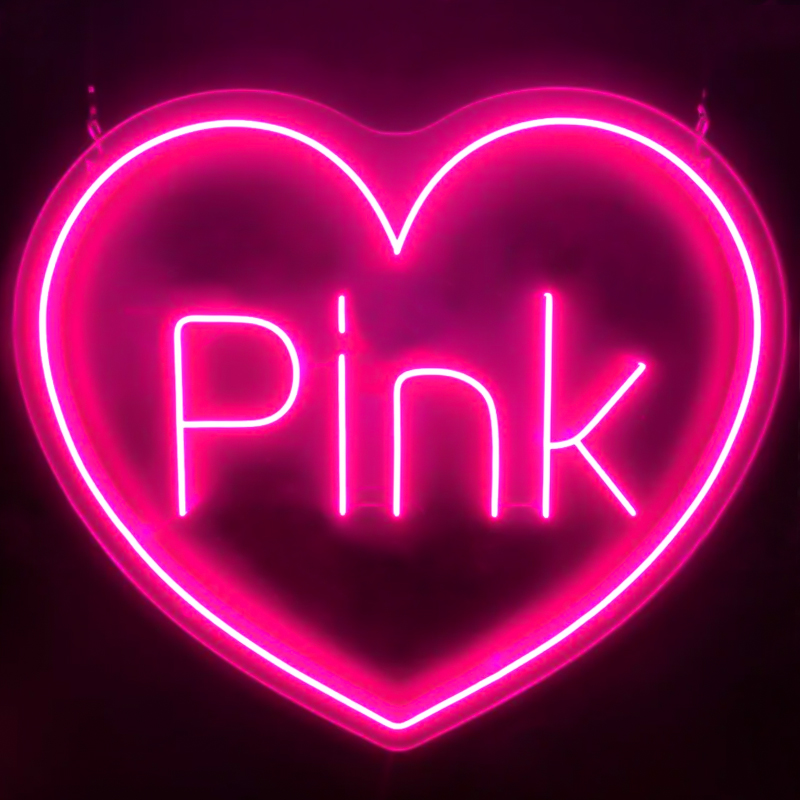 Неоновая настенная лампа Pink Heart Neon Wall Lamp Розовый Прозрачный Неоновая настенная лампа Pink Heart Neon Wall Lamp Розовый Прозрачный в Саратове | Loft Concept
