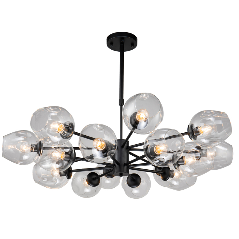 Люстра Branching Bubble Chandelier black 16 Черный Прозрачный в Саратове | Loft Concept 