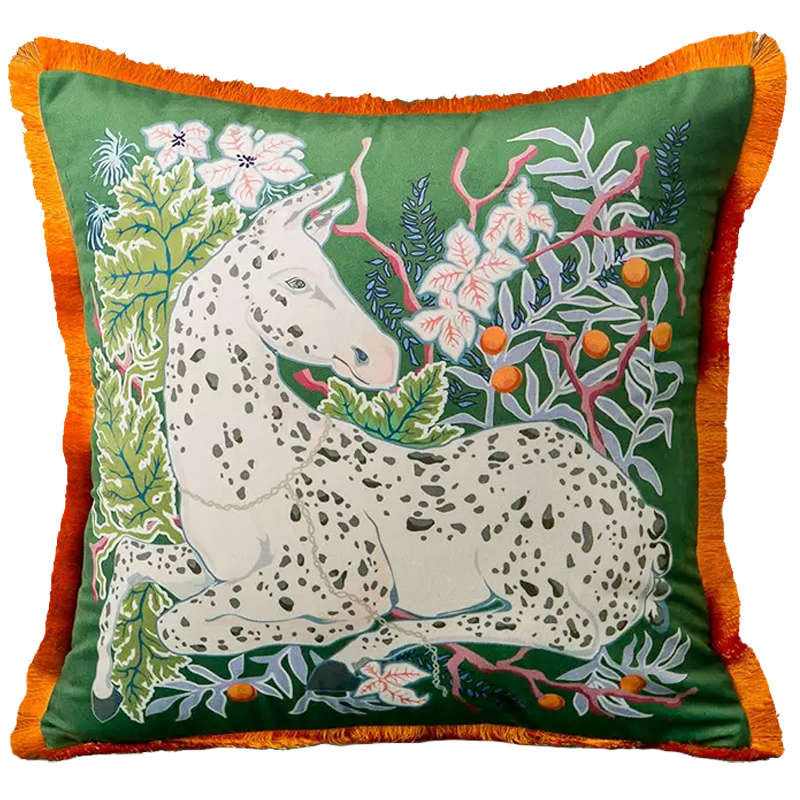 Декоративная подушка Horse on Botanical Green Cushion Мульти Зеленый Декоративная подушка Horse on Botanical Green Cushion Мульти Зеленый в Саратове | Loft Concept