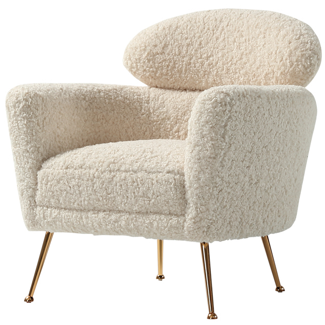 Кресло Milk Boucle Chair Молочный Золотой в Саратове | Loft Concept 