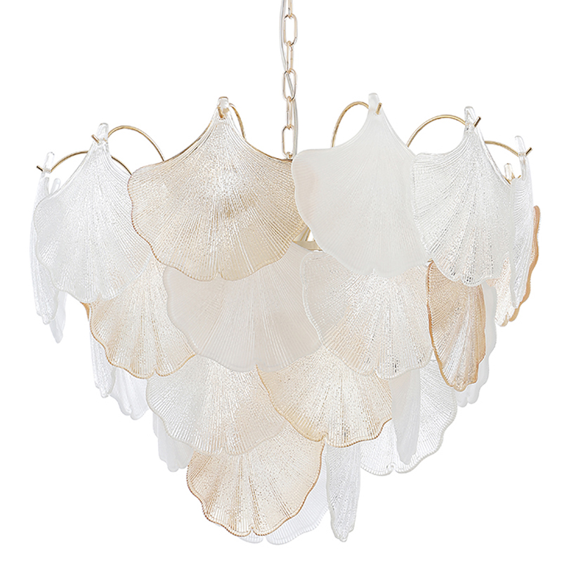 Люстра с рельефными стеклянными элементами в форме листьев Textured Glass Chandelier Золотой Прозрачный Белый Янтарный Люстра с рельефными стеклянными элементами в форме листьев Textured Glass Chandelier Золотой Прозрачный Белый Янтарный в Саратове | Loft Concept