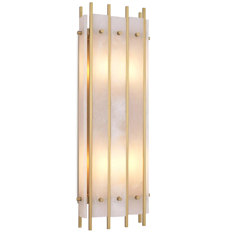 Бра Eichholtz Wall Lamp Sparks L Alabaster Латунь Бежевый Белый Мрамор Bianco в Саратове | Loft Concept 