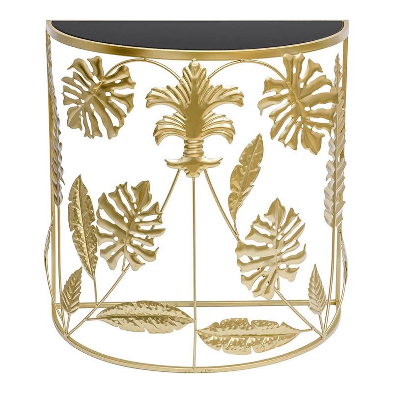 Консоль Tropical Gold Leaves Console Золотой Черный в Саратове | Loft Concept 