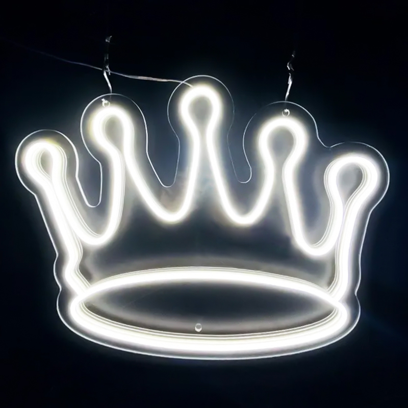 Неоновая настенная лампа Crown Neon Wall Lamp Белый Прозрачный в Саратове | Loft Concept 