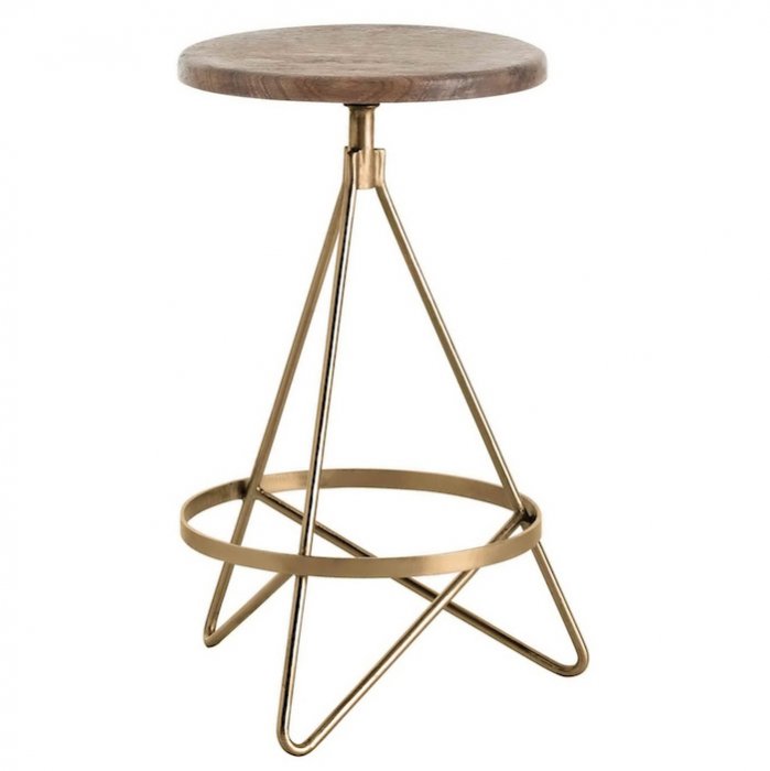 Барный стул Industrial Vintage Brass Iron Swivel Bar Stool Золотой Коричневый в Саратове | Loft Concept 