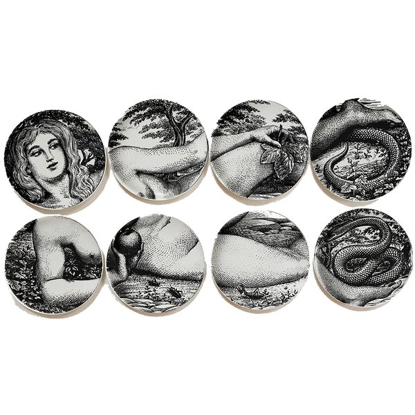 Тарелки FORNASETTI SET OF 8 "EVA" Черный в Саратове | Loft Concept 