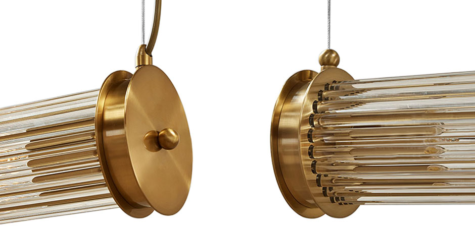 Подвесной светильник Glass TUBE Pendant Double Gold Подвесной светильник Glass TUBE Pendant Double Gold - Loft-Concept в Саратове