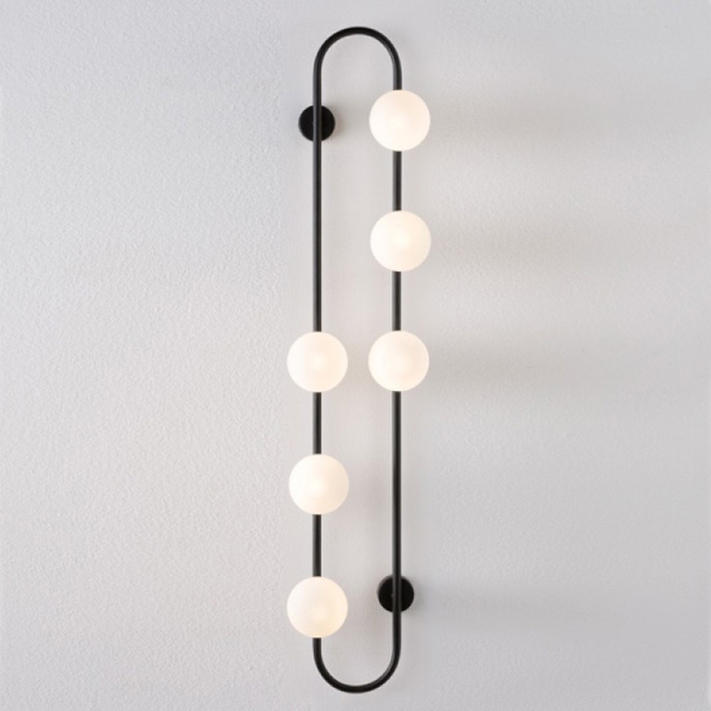 Бра HOOP WALL Lamp Black 6 Черный Белый в Саратове | Loft Concept 