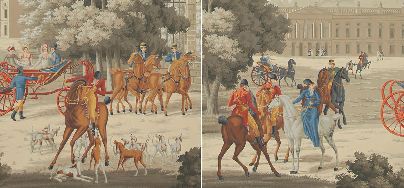 Обои ручная роспись La Chasse de Compiegne Paille - фото