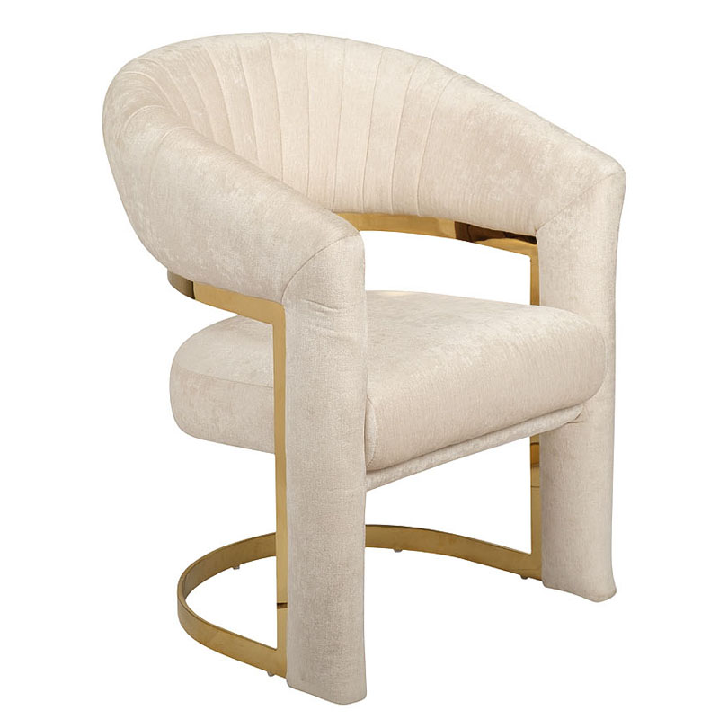 Полукресло Valbonne Chair cream velour Кремовый Глянцевое золото Полукресло Valbonne Chair cream velour Кремовый Глянцевое золото в Саратове | Loft Concept