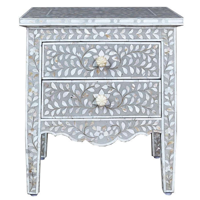 Комод инкрустация перламутром Inlaid Bone Openwork Gray Серый Белый Серый Комод инкрустация перламутром Inlaid Bone Openwork Gray Серый Белый Серый в Саратове | Loft Concept