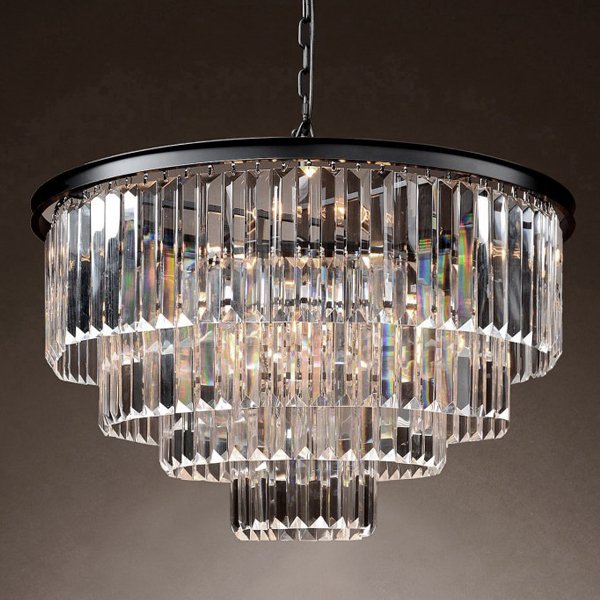 Люстра RH 1920s Odeon Clear Glass Fringe Chandelier -60 Черный в Саратове | Loft Concept 