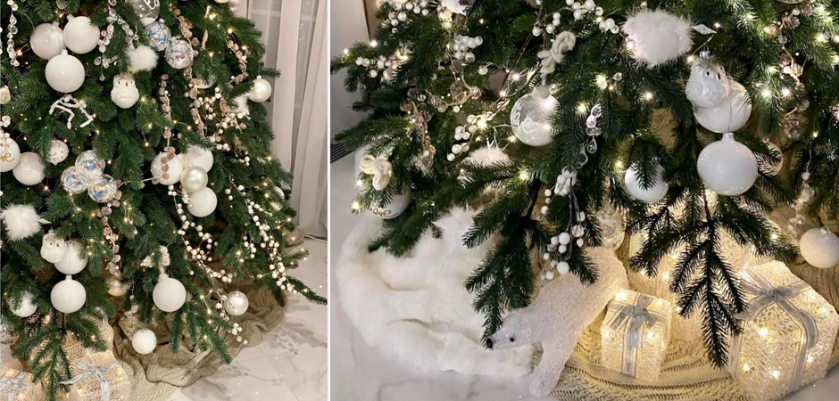 Дизайнерская Елка с Белым Декором Christmas Tree White Balls Дизайнерская Елка с Белым Декором Christmas Tree White Balls - Loft-Concept в Саратове