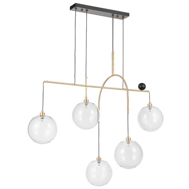 Люстра Five Hanging Balls Chandelier Золотой Прозрачный Черный в Саратове | Loft Concept 