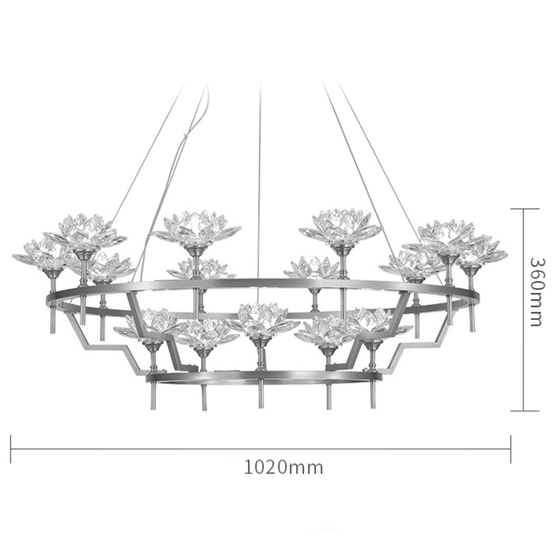 Большая Люстра Хрустальные Цветы Лотоса Lotus flower Clear Glass lamp 15 в Саратове