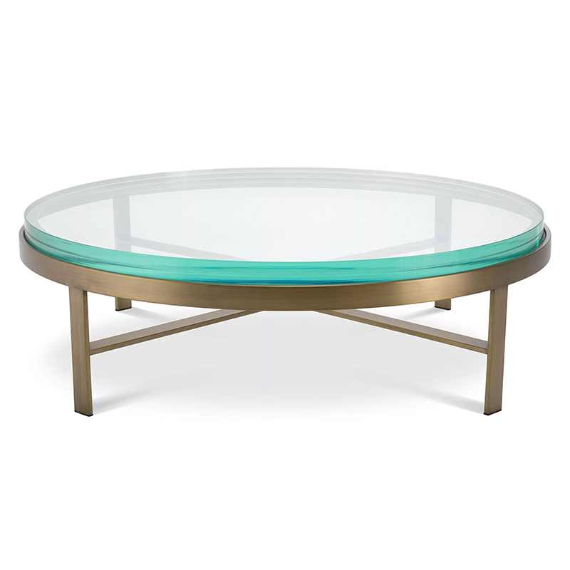 Кофейный стол Eichholtz Coffee Table Hoxton Латунь Прозрачное Стекло Бирюзовый в Саратове | Loft Concept 