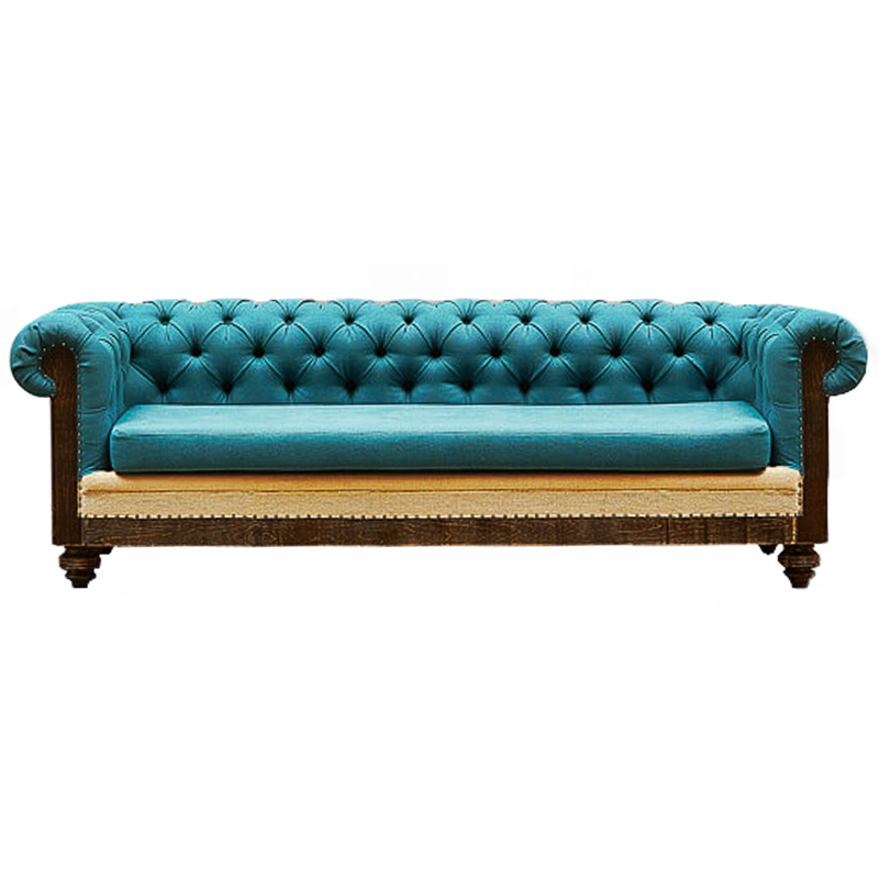 Диван Deconstructed Chesterfield Sofa triple turquoise Linen Коричневый Бирюзовый ivory ( слоновая кость ) в Саратове | Loft Concept 