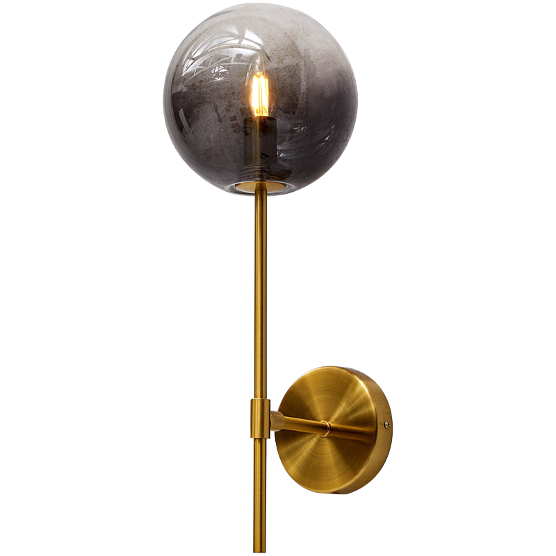 Бра стеклянный плафон шар Urmila Wall Lamp Серое стекло Золотой Серый Бра стеклянный плафон шар Urmila Wall Lamp Серое стекло Золотой Серый в Саратове | Loft Concept