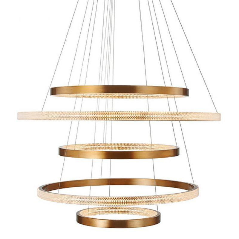 Люстра композиция из пяти колец Five Round Horizontal Rings Brass Chandelier Латунь Прозрачный Люстра композиция из пяти колец Five Round Horizontal Rings Brass Chandelier Латунь Прозрачный в Саратове | Loft Concept