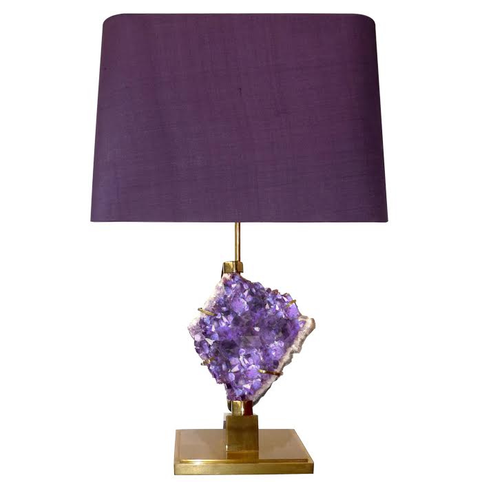 Настольная лампа Bronze and Amethyst Lamp Глянцевое золото Сиреневый в Саратове | Loft Concept 