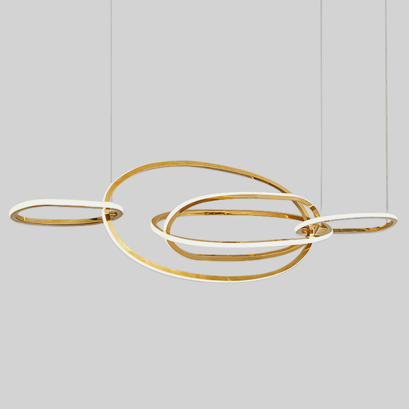 Люстра Horizontal Gold Oval Rings Chandelier Золотой в Саратове | Loft Concept 