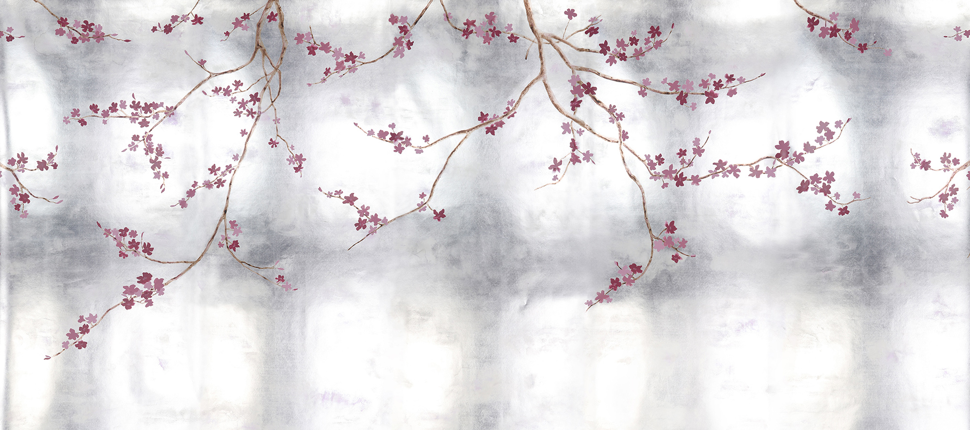Обои ручная роспись Cherry Tree Special Colourway on Sterling Silver gilded paper Обои ручная роспись Cherry Tree Special Colourway on Sterling Silver gilded paper - постер Loft-Concept в Саратове