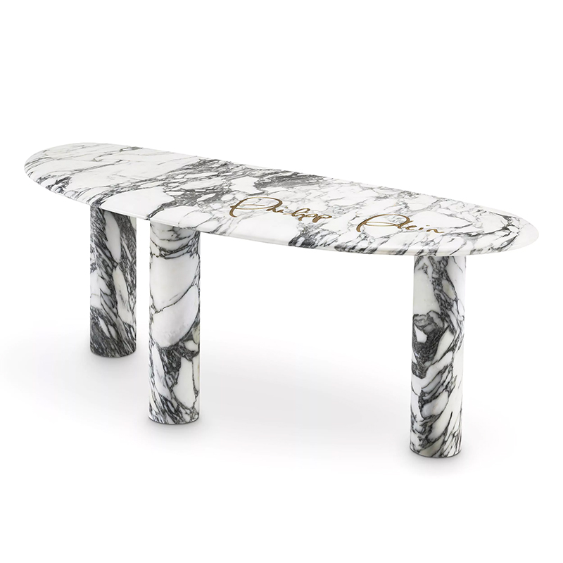 Консоль Philipp Plein Console Table Forte Белый Мрамор Bianco Золотой в Саратове | Loft Concept 