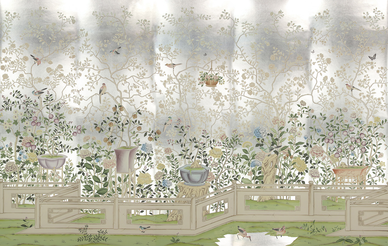 Обои ручная роспись Temple Newsam White Gold gilded silk Обои ручная роспись Temple Newsam White Gold gilded silk - постер Loft-Concept в Саратове
