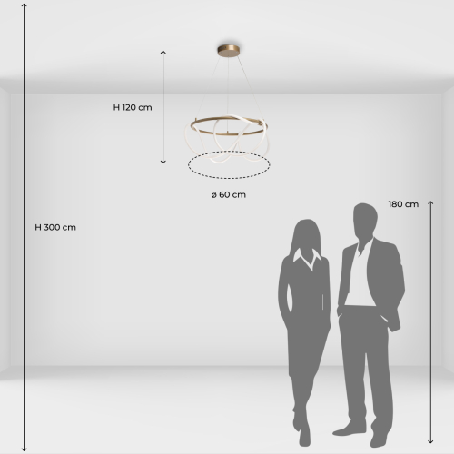 Люстра подвесная круглая золотого цвета с белыми изогнутыми световыми линиями Luke Lampco Tracer Lamp в Саратове