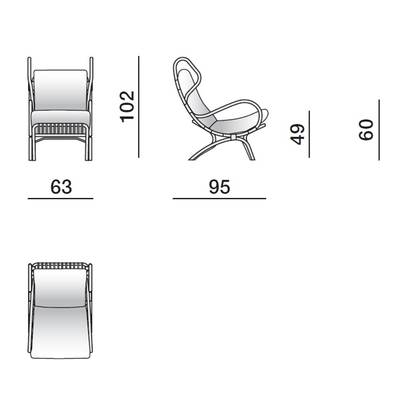 Дизайнерское кресло из ротанга Gio Ponti CONTINUUM D.163.7 BY BONACINA 1889 Armchair в Саратове