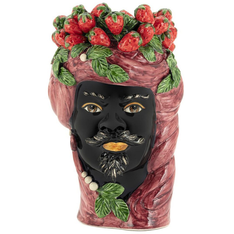 Ваза Vase Strawberries Head Man Bordeaux Бургундский красный Красный Черный Зеленый Мульти в Саратове | Loft Concept 