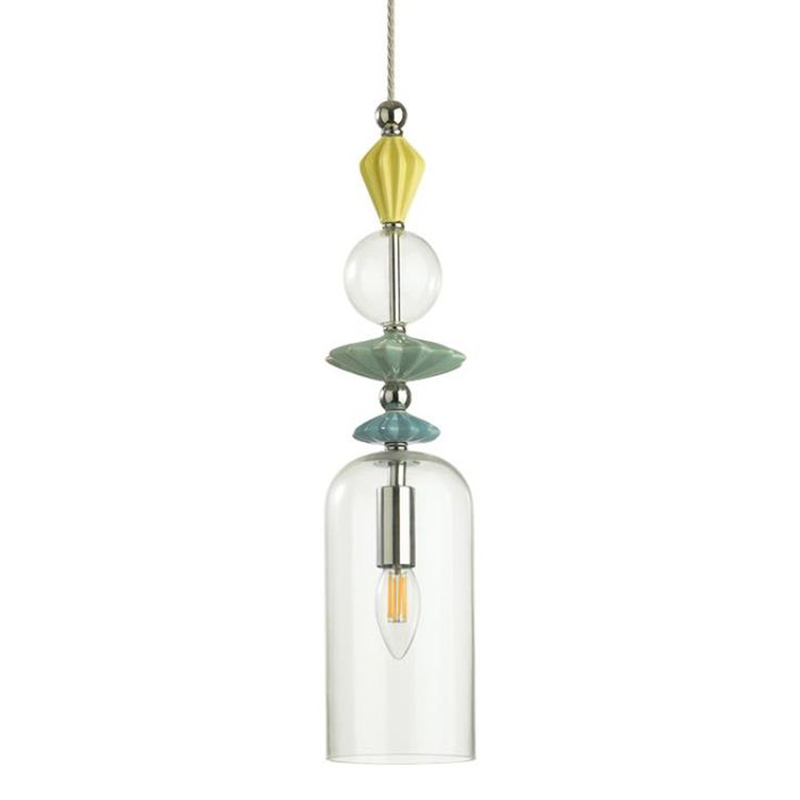 Подвесной светильник Iris Glas hanging lamp candy C chrome Прозрачное Стекло Прозрачный желтый Голубой Хром Прозрачный зеленый в Саратове | Loft Concept 