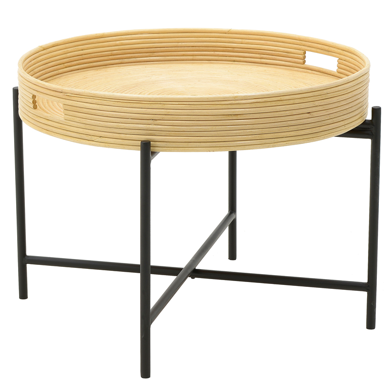 Кофейный стол-поднос Odelis Rattan Table Черный Древесина в Саратове | Loft Concept 