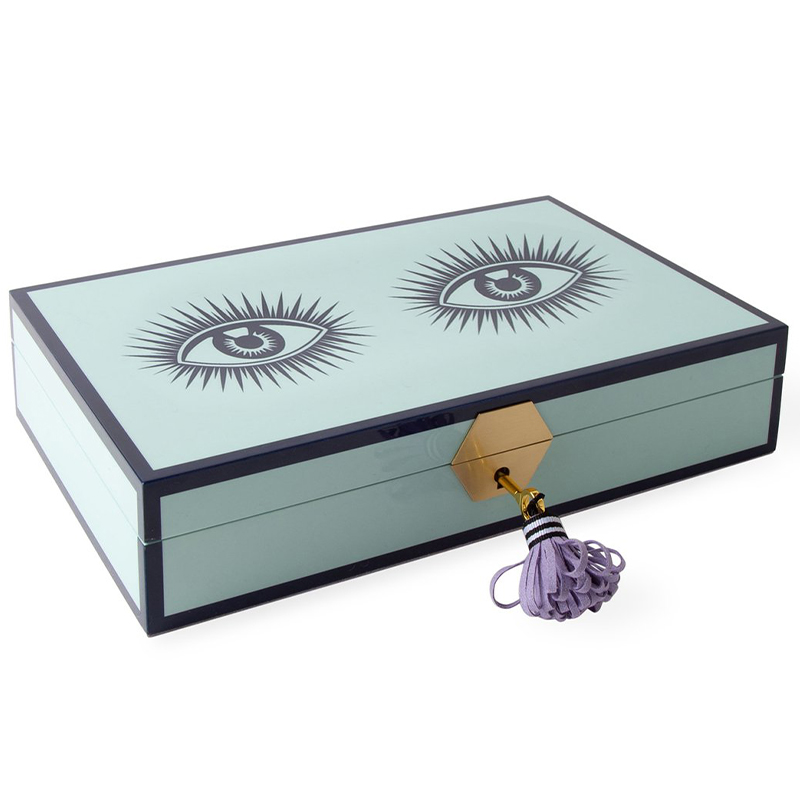 Шкатулка LE WINK LACQUER JEWELRY BOX  Jonathan Adler Мятный Сиреневый Темно-синий в Саратове | Loft Concept 