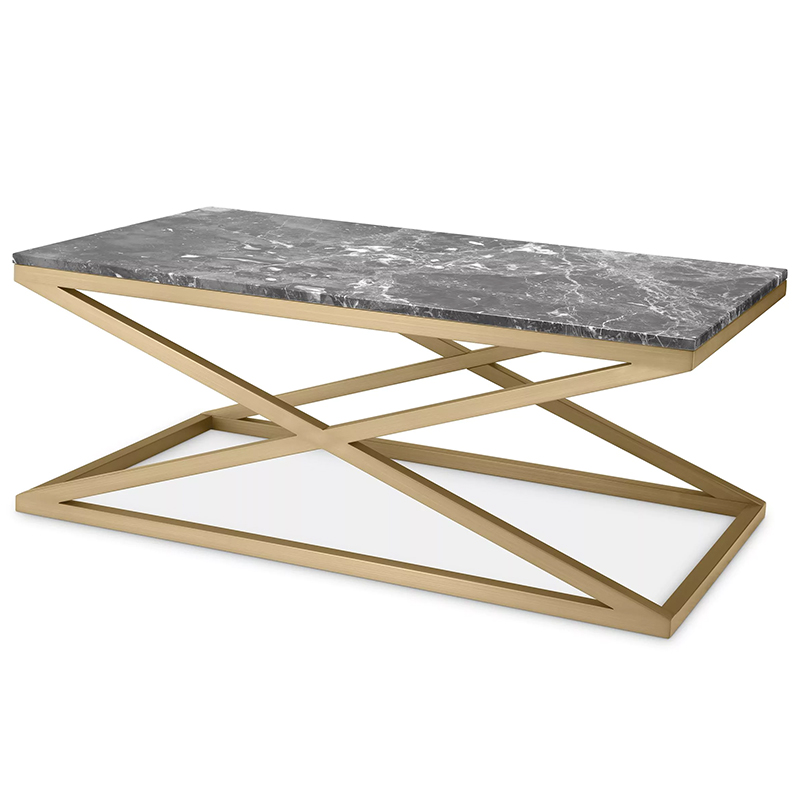 Кофейный стол Eichholtz Coffee Table Criss Cross Латунь Серый в Саратове | Loft Concept 