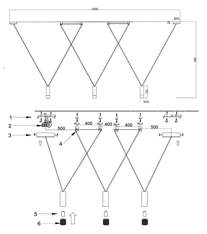 Wireflow LED White Suspension lam 3 патрона в Саратове