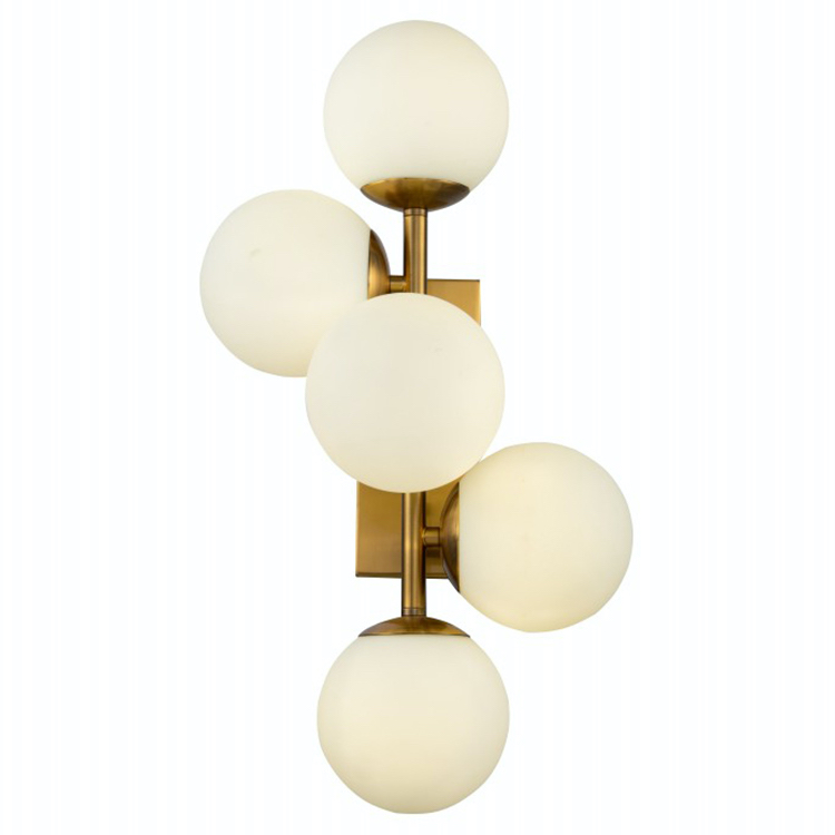 Бра White Balls Sconces Белое матовое стекло Латунь в Саратове | Loft Concept 