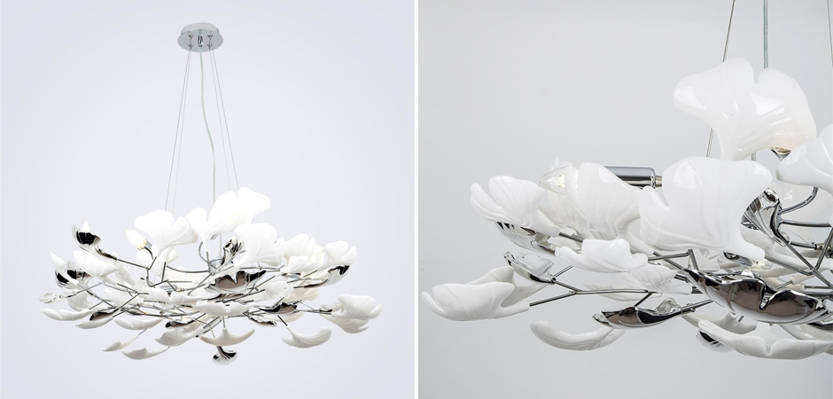 Декоративная люстра Wintery flover Silver с Белыми плафонами Декоративная люстра Wintery flover Silver с Белыми плафонами - Loft-Concept в Саратове