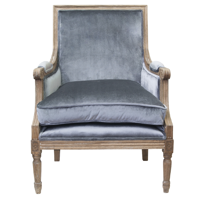 Кресло William Classical Armchair grey velvet Серый Коричневый в Саратове | Loft Concept 