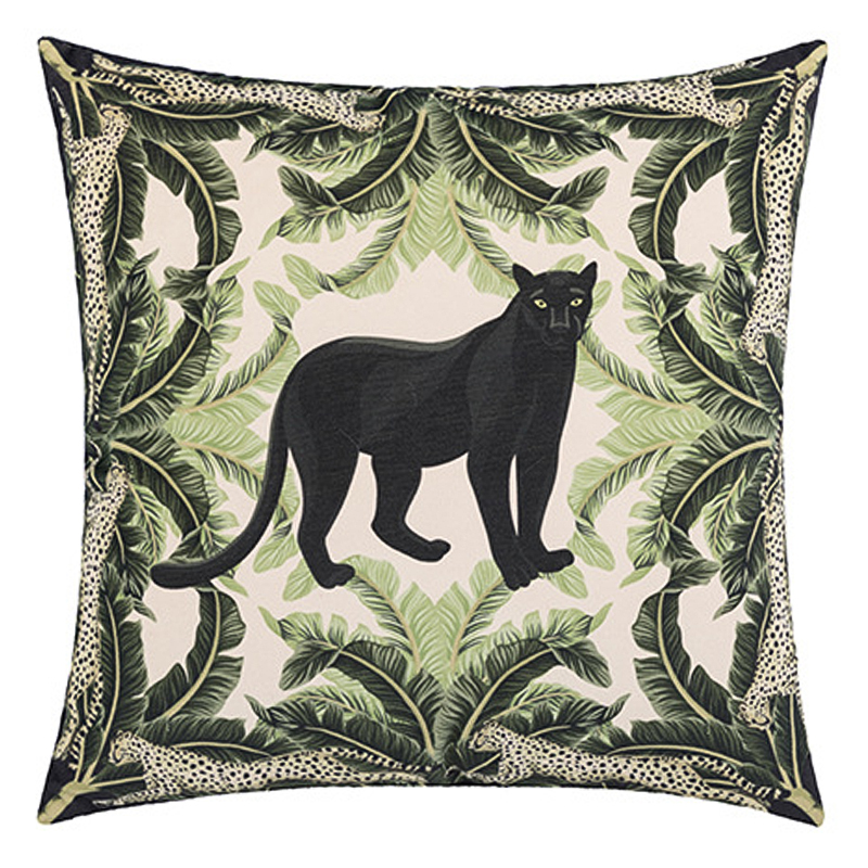 Декоративная подушка Черная Пантера Black Panther Cushion Бежевый Черный Зеленый в Саратове | Loft Concept 