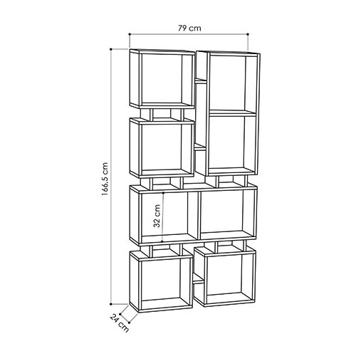 Стеллаж прямой цвета древесины с 8-ю открытыми полками RAIL BOOKCASE NO.1 OAK в Саратове