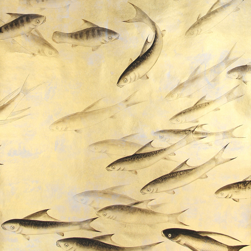 Обои ручная роспись Fishes Original colourway on Deep Rich Gold gilded paper with d?sargenter pearlescent antiquing Обои ручная роспись Fishes Original colourway on Deep Rich Gold gilded paper with d?sargenter pearlescent antiquing в Саратове | Loft Concept