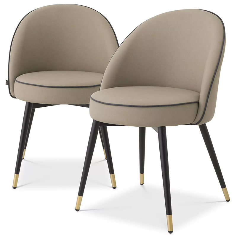 Комплект из двух стульев Eichholtz Dining Chair Cooper Set of 2 Beige Бежевый Черный Латунь Комплект из двух стульев Eichholtz Dining Chair Cooper Set of 2 Beige Бежевый Черный Латунь в Саратове | Loft Concept