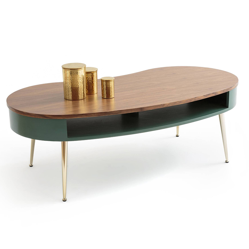 Кофейный стол Torborg Coffee Table Орех Изумрудный Золотой в Саратове | Loft Concept 