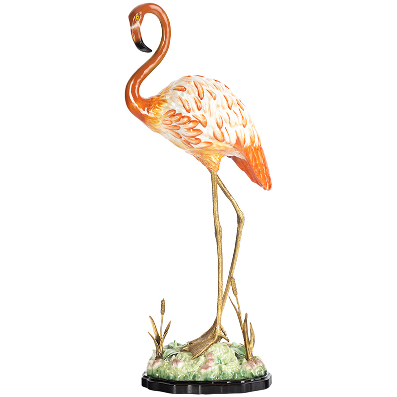 Декоративная статуэтка Flamingos Porcelain Statuette Красный Зеленый Бронза в Саратове | Loft Concept 