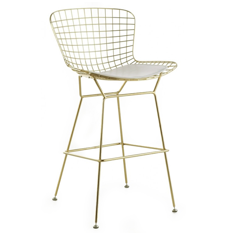 Барный стул Bertoia Barstool Gold Черный Белый Золотой в Саратове | Loft Concept 