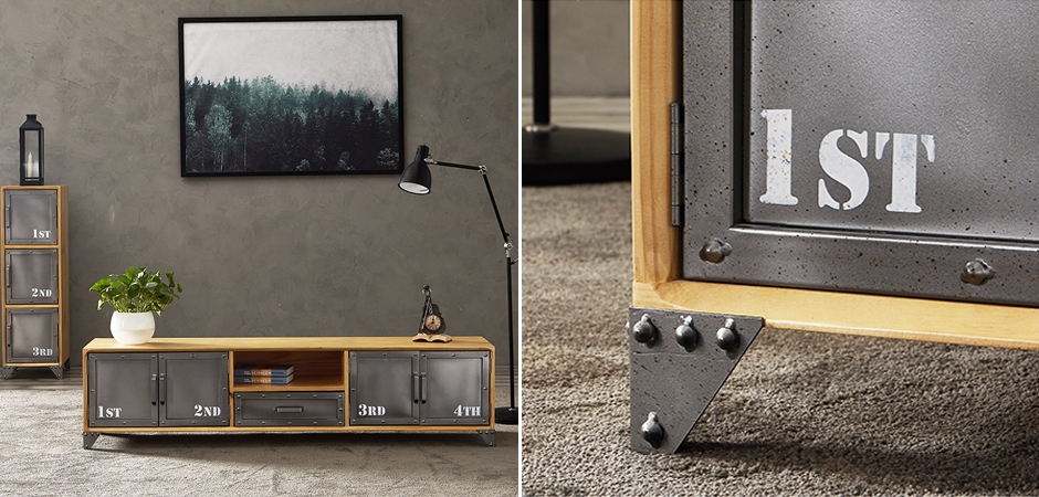 ТВ-тумба Loft Metal and Wood Quadruple ТВ-тумба Loft Metal and Wood Quadruple - Loft-Concept в Саратове